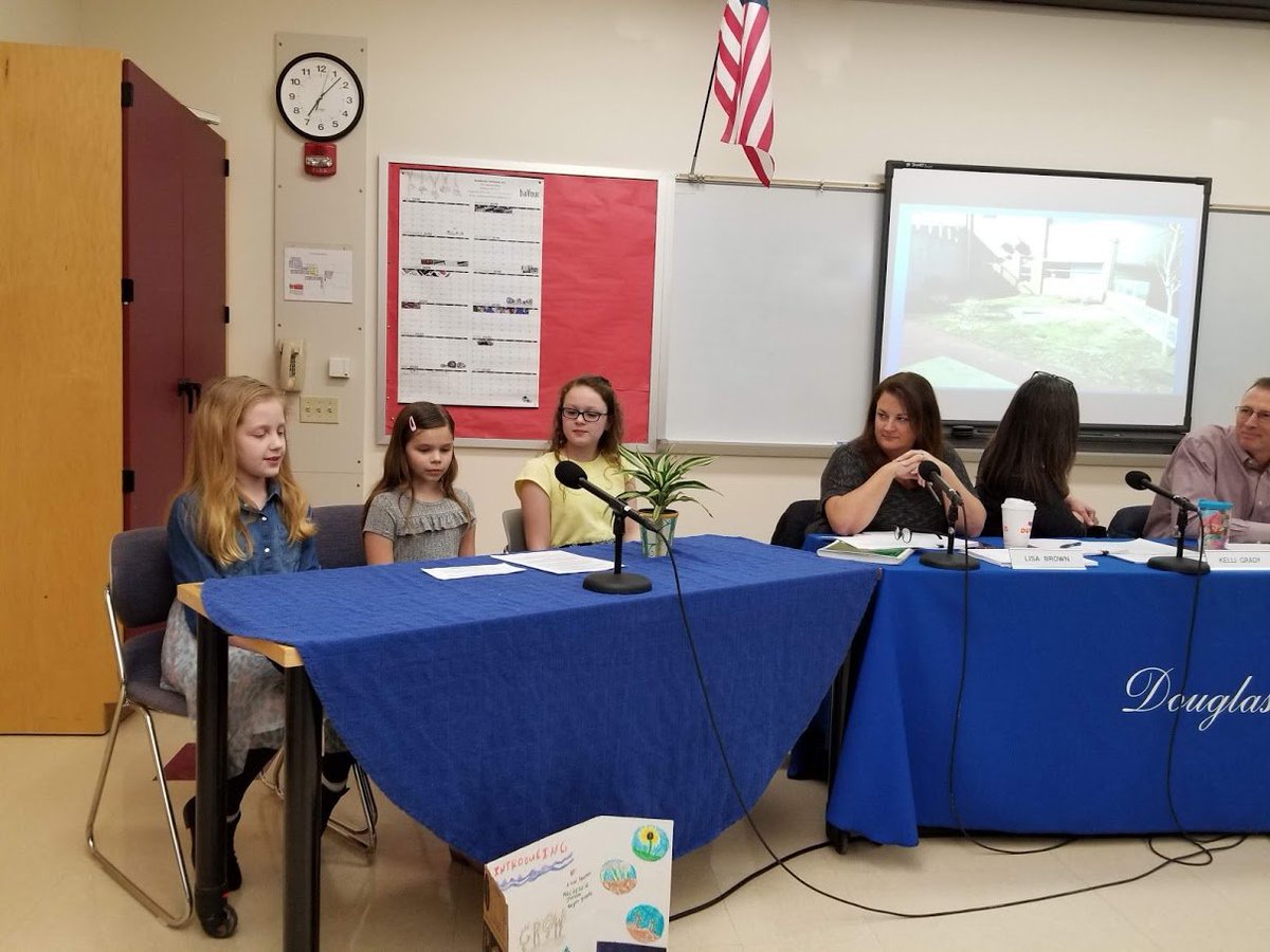Principal_Bell's tweet photo. So proud of these young ladies!  They presented their plan to the school committee last night and got approval to start a school garden at the elementary school.  I can't wait to start growing some plants! https://t.co/0nLOgUF1NV