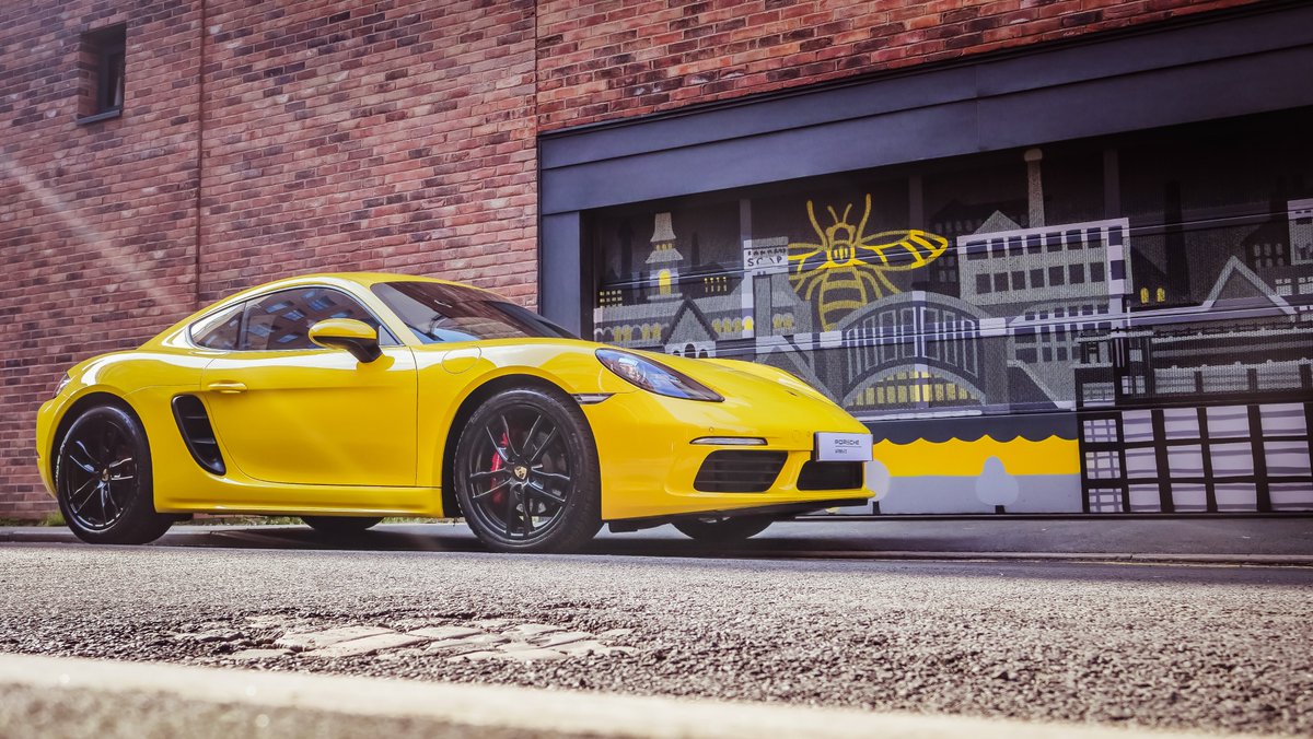 porsche_bolton's tweet photo. There is nothing mellow about this racing yellow 718 Cayman S! How stunning does this look on the streets of Manchester!

With 350HP and 0-62 in 4.9 seconds, this thrilling sports car will be sure to put a smile on your face!

Full spec: https://t.co/SpSDPngEgI or 01204 559911 https://t.co/htec5JeIfI
