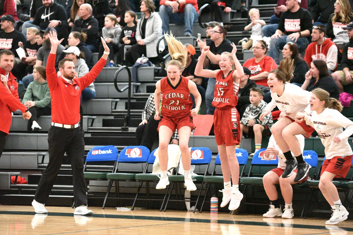Huge upset in Lincoln

Hartington Cedar Catholic (<a href="/CedarCatholic/">Cedar Catholic</a>), the No. 8 seed in Class D1, beat No. 1 Weeping Water 54-49 at the Nebraska State Girls Basketball Tournament

Cedar Catholic (11-13) advances to tomorrow morning's 9 a.m. semifinals at Devaney