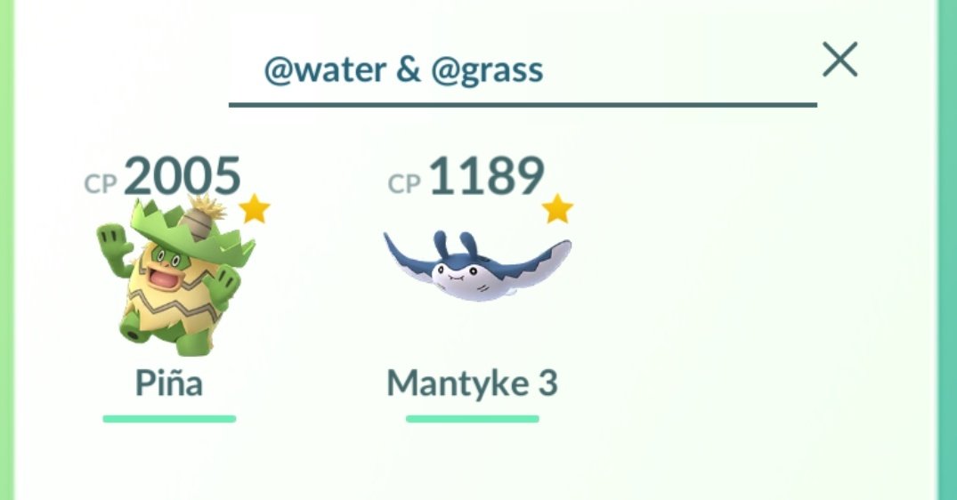 RustyCross_Go's tweet image. #PokemonGo #SearchShortcuts:
Search for pokemon with 2 types using the &quot;&amp;amp;&quot; symbol. The same concept works for attack type (with @ preceding) or any combination (e.g. &quot;@Water &amp;amp; grass&quot; searches for Grass type with a Water attack)
#Rustycross @PokemonGoApp #PokemonGoTips #HowTo