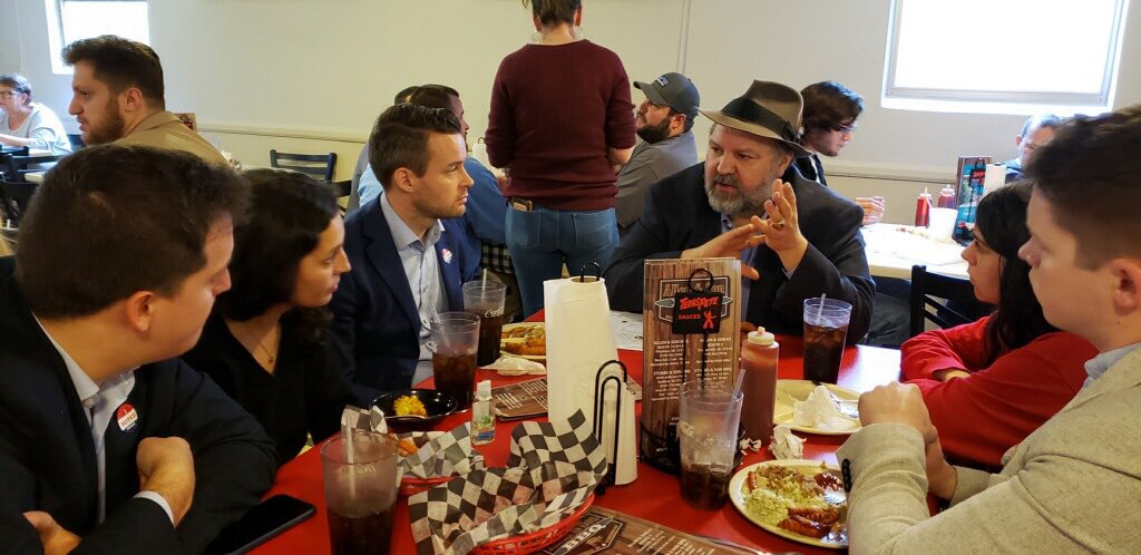 IFPrograms's tweet image. Our European #IVLP group visited Pittsboro for a live look at small town #SuperTuesday elections and enjoyed NC barbecue w/ @RandolphVoller