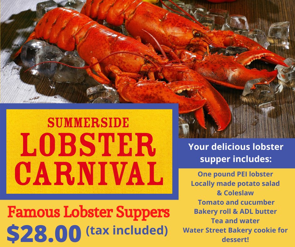 Imagine yourself sitting down to a delicious Island lobster supper (w/ ALL the yummy 'fixin's') while listening to Acadian musicians playing traditional tunes... sounds pretty great right? Make that dream a reality &amp; order your lobster supper tixs online! summersidelobstercarnival.website/shop