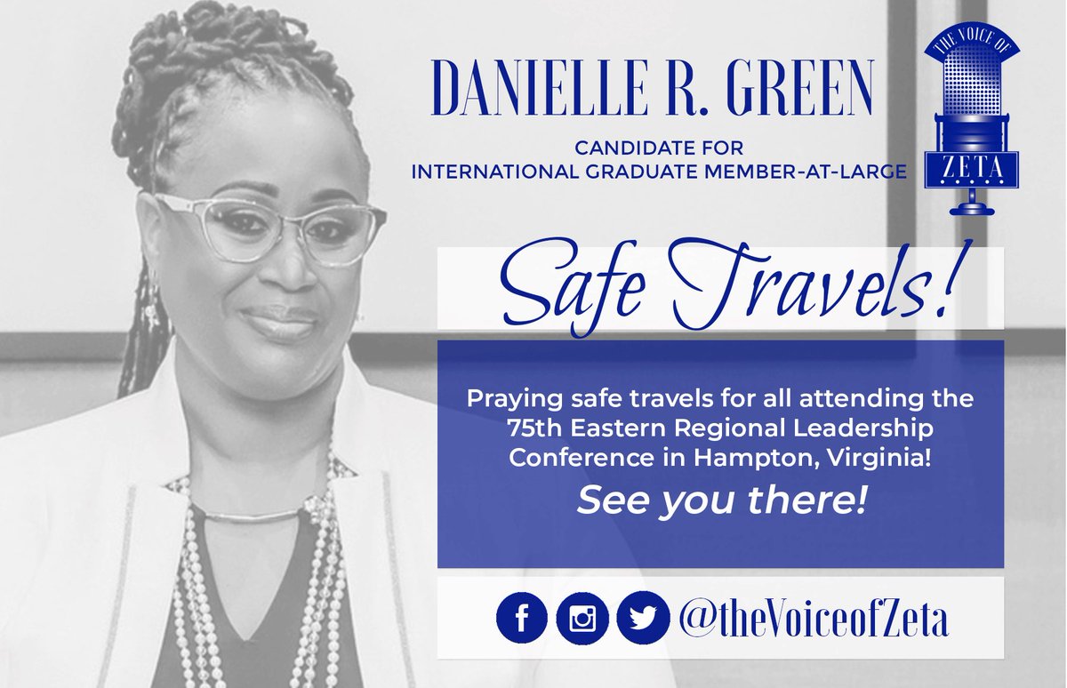 thevoiceofzeta's tweet photo. Traveling Mercies and I look forward to seeing you at the 75th Eastern Regional Leadership Conference!
_____
#ADialogueWithDanielle
#BeAVoice
#CommittedToBeingYourVoice
#Educate
#Empower
#Engage
#ExecuteInExcellence
#LetsTalkZeta
#TheVoiceOfZeta
#ZetaSpeaks https://t.co/bcSrAJbRaJ