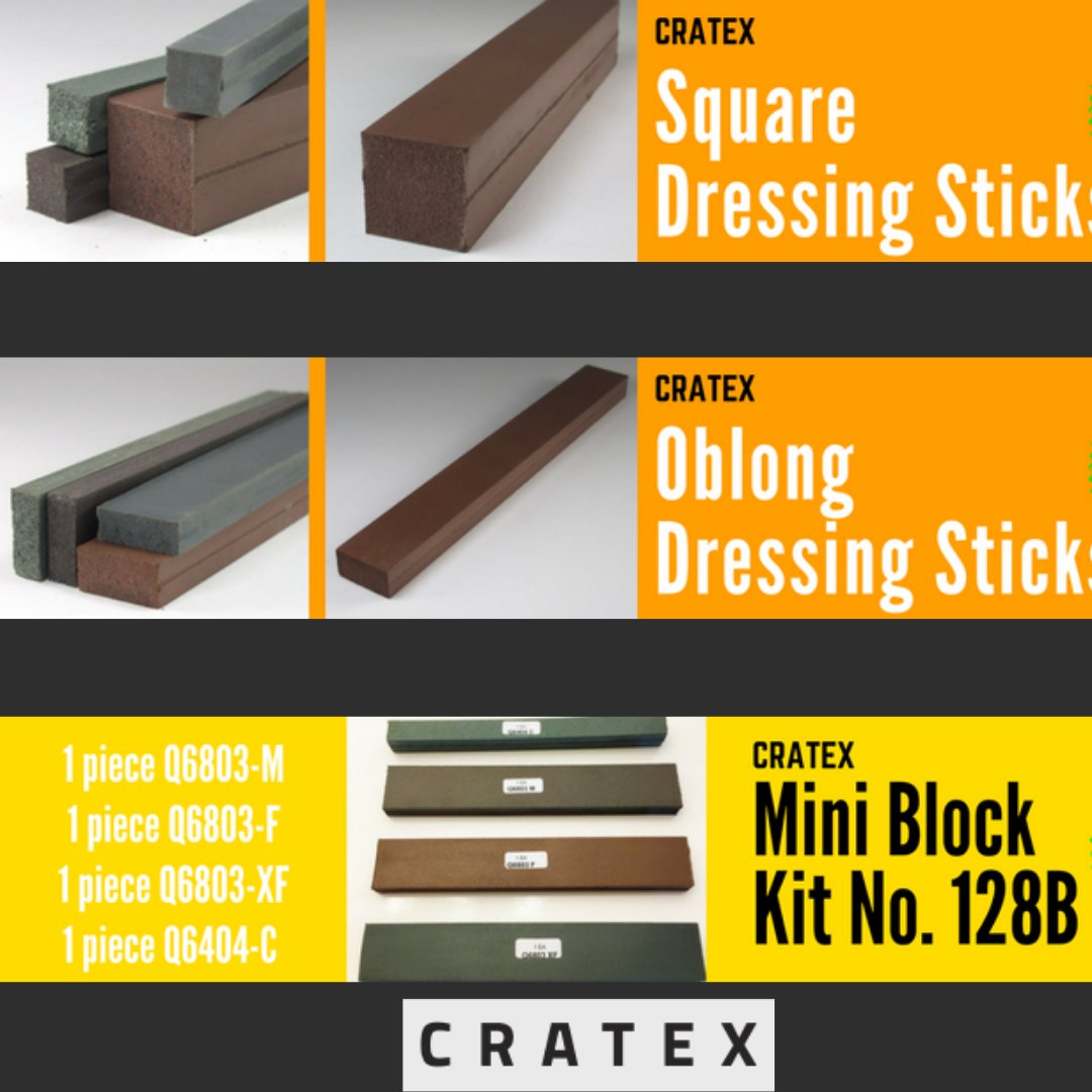 Checkout Cratex Square Dressing Sticks, Oblong Dressing Sticks and Mini Block Kit No. 128B. available at buff.ly/2Obw3fu #cratex #cratexdressingsticks #dressingsticks #abrasives #rubberizedabrasives