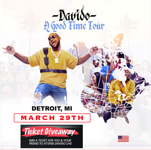 TheGapEx's tweet photo. Want to win FREE tickets for you &amp; a friend to see Davido LIVE in Concert Downtown Detroit on March 29th!  Simply share a flyer of our next event " Afrikanda" and @TheGapEx on your IG or Facebook page to be entered into a drawing.  Winners will be announced on March 13th! https://t.co/DMOftd5Jnp