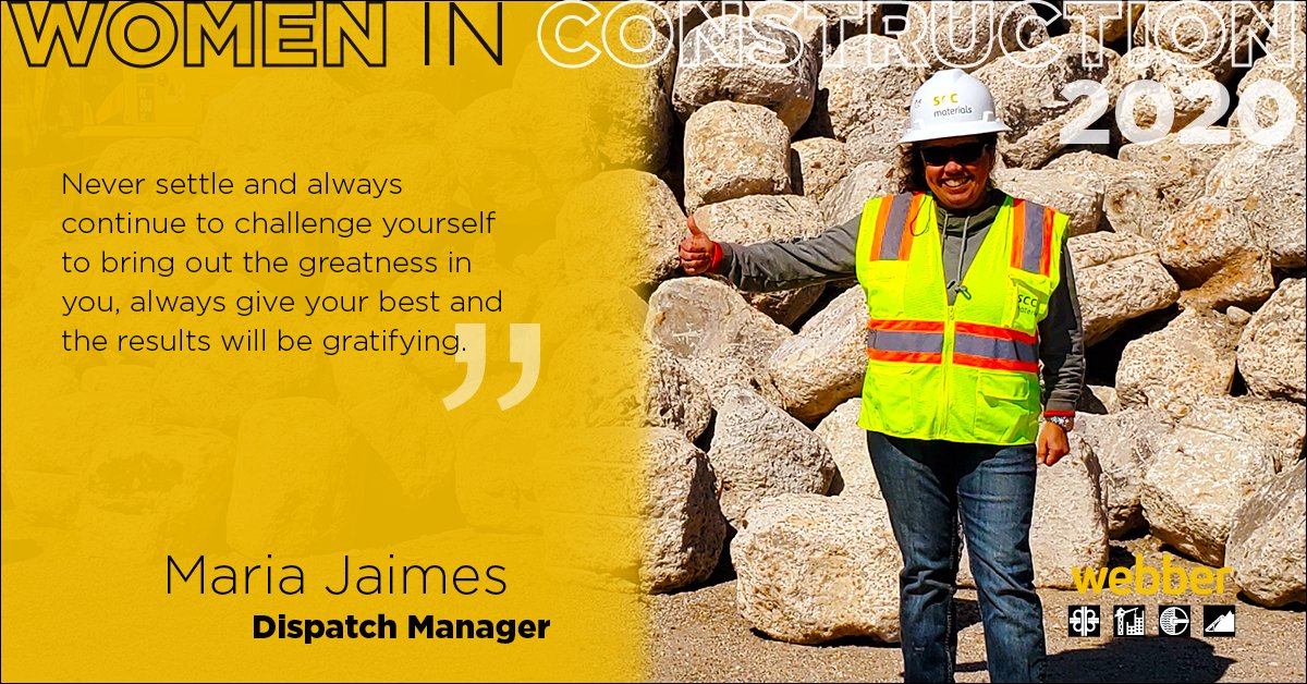 scctexas's tweet photo. Some advice from our #WebberWomen out in the field. Maria has been with SCC Materials for 20 years and counting!

#WICWeek2020 #WomeninConstruction https://t.co/DHWR8fyYZM