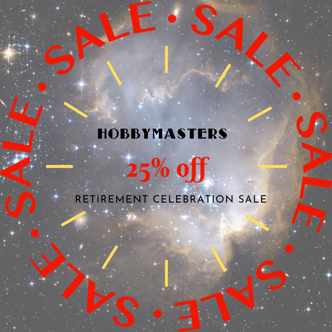 HobbymastersInc's tweet photo. Yep, the rumors are true. 25% off of everything while supplies last. All sales are final.

#hobbymastersmemories #retirementcelebrationsale #sale #hobbymasters https://t.co/xkPble9vjz