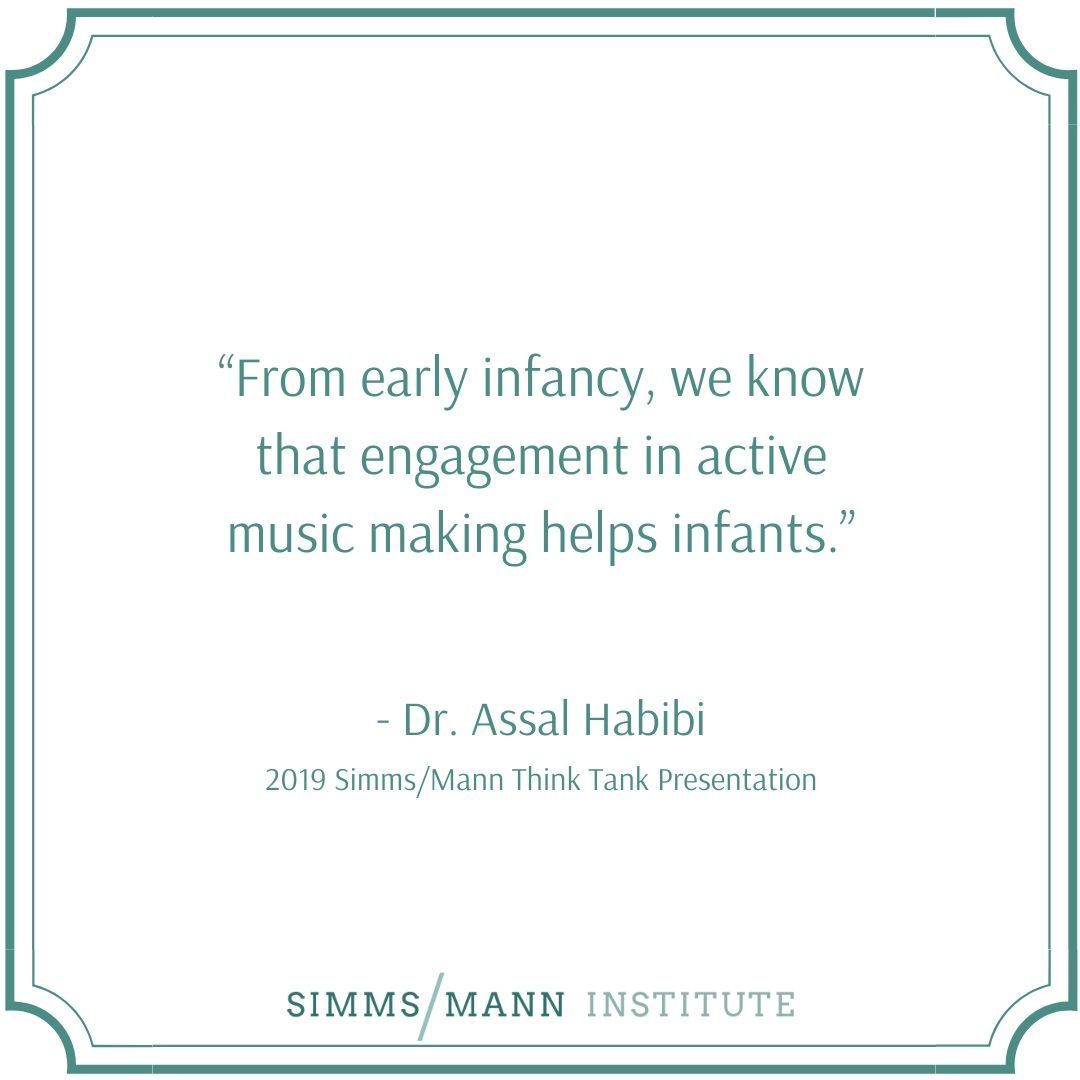 SimmsMann's tweet photo. We were thrilled to have @AssalHabibi, Developmental Cognitive #Neuroscientist @USCBCI, speak at our 2019 #SimmsMann Think Tank about the important role that #music making has in #childdevelopment. Her #SimmsMannTT presentation is available to view here: https://t.co/o69hBAm19O https://t.co/3NXvlVjDWs