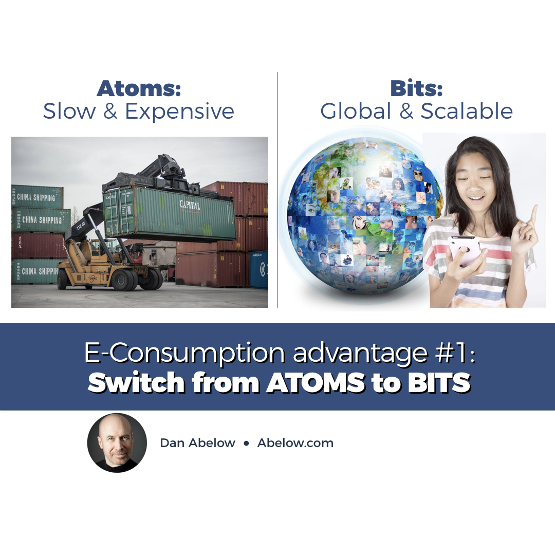 danabelow's tweet image. E-Consumption Advantage: Switch from slow and expensive atoms to fast, cheap and instantly delivered bits bit.ly/e-consumption #digital #business #transformation #CIO #CTO #CDO