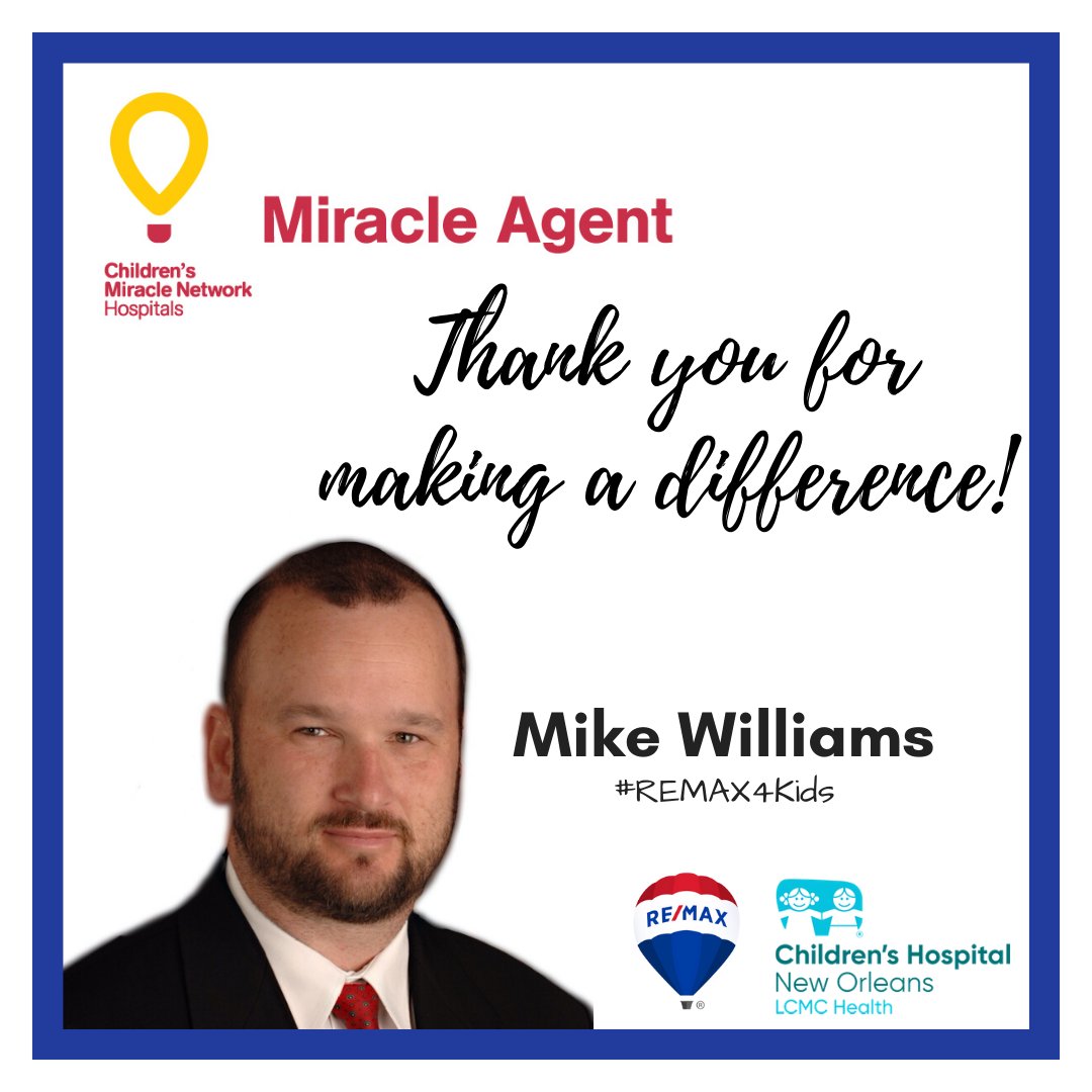 myremaxselect's tweet photo. Big shout out to our very own Mike Williams! #MiracleAgent #REMAX4Kids https://t.co/fgPMFbTfJp