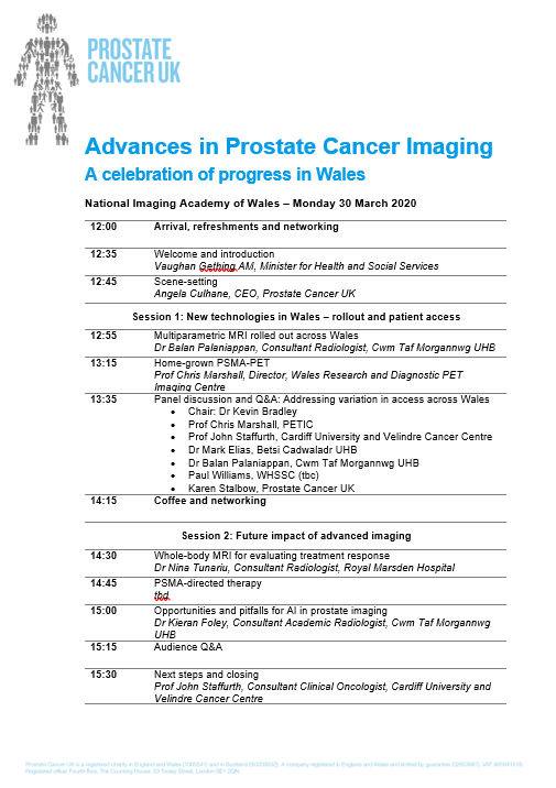 WalesPET's tweet photo. Prostate Cancer UK are supporting a meeting to celebrate advances in Prostate Cancer Imaging in Wales https://t.co/URHKmUeeaa