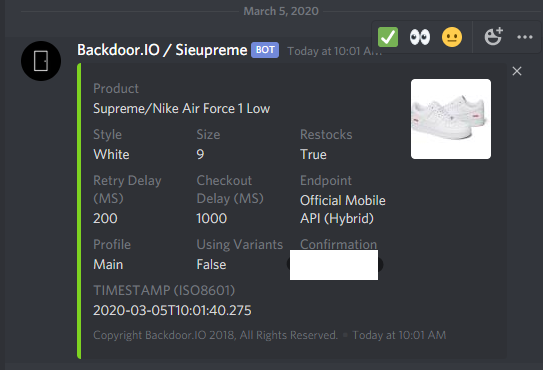 RacerFPS's tweet photo. Bots: @Cybersole @Backdoor 
Groups: @aycdio @akchefs 
Proxies: @aycdio @BoroInc 
Server: @blueracksio 

Would have hit way more but privacy is clipped :( https://t.co/bJ3NNWpewy