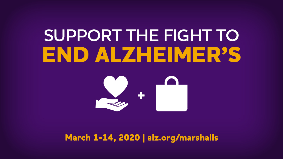 AlzFLGulf's tweet photo. Are you a @Marshalls shopper? Support the fight to #ENDALZ by making a donation at checkout, March 1-14. https://t.co/3qNBmpQCsL https://t.co/oLtuveTKUo