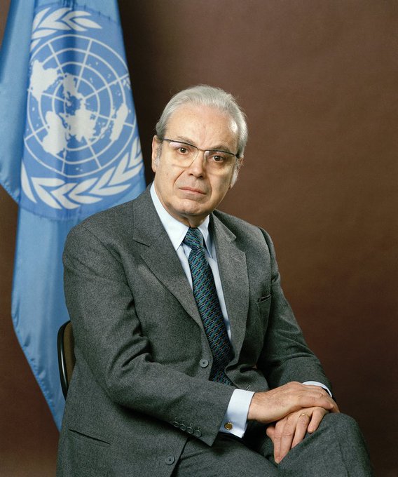 Javier Perez de Cuellar, the only Latin American diplomat to have held the top office of the UN.