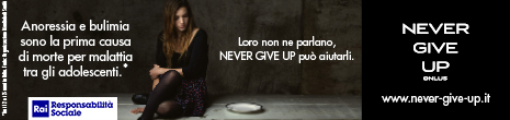 #ComunicazioneSociale di <a href="/NEVERGIVEUPIT/">NEVER GIVE UP Onlus</a> che si occupa della #prevenzione del trattamento e della ricerca sui #Disturbi della #Nutrizione e dell’#Alimentazione. #Spot. <a href="/RaiUno/">Rai1</a>
