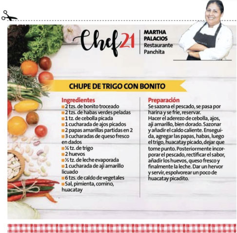 peru21noticias's tweet photo. Martha Palacios es nuestra #Chef21 y todos los días en la edición impresa encontrarás su receta.
El plato de hoy: Chupe de trigo con bonito 🇵🇪🍽️ https://t.co/dpVGUAdFYT