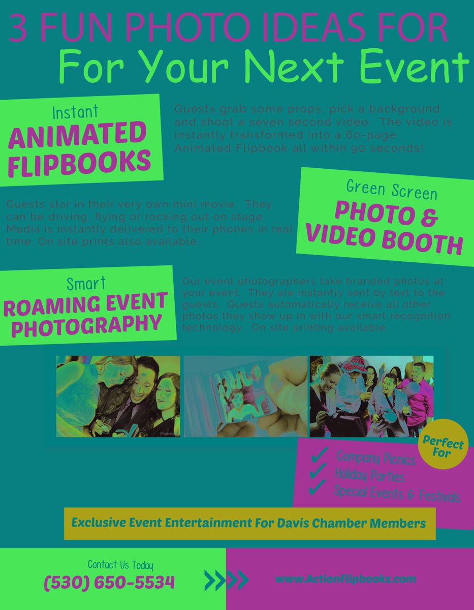 3 Fun Photo Ideas For Your Next Event! Contact 
@ActionFlipbooks Today! #WeHaveAMemberForThat