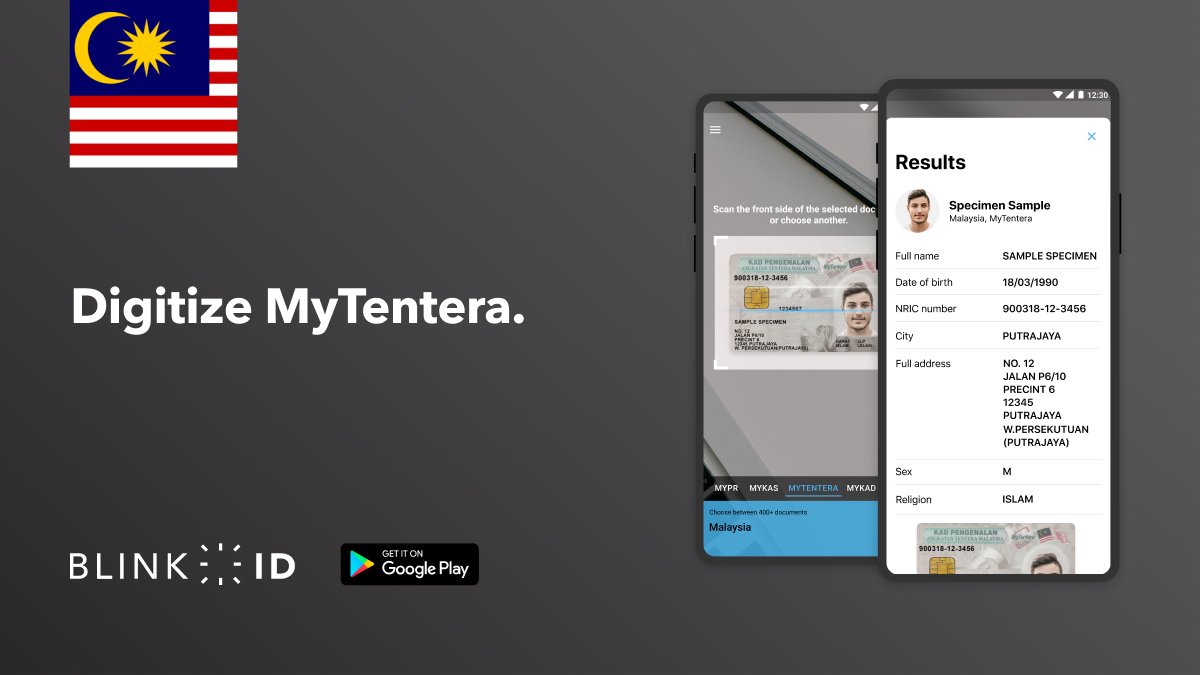 microblink's tweet photo. Scan #MyTentera with #BlinkID & have it digitized on your mobile phone. Except for #MyTentera, you can also scan other #Malaysia documents like #MyPolis, #MyKid, #IKAD, #MyPR, or #MyKas. Download & try the BlinkID app here: https://t.co/tRmvhH5s0X. #Microblink https://t.co/IJ93jC77J9