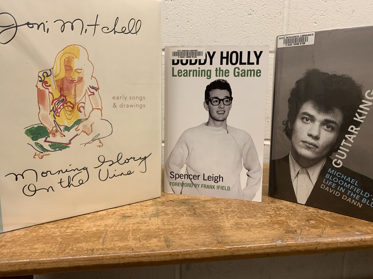 nyplmusic's tweet photo. New Books at the LPA - copies are available in both the Circulating and Research collections. #JoniMitchell, #BuddyHolly, & #MichaelBloomfield. @nypl_lpa #ReadAboutMusic #NewBooks #LibrariesAreCool https://t.co/7d7PfKaTbJ