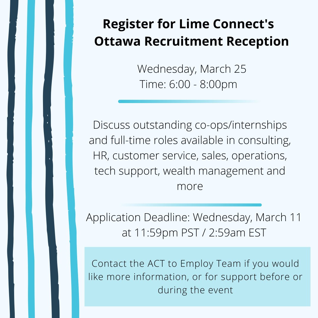 Register today at limeconnect.com/programs/page/… or for more information contact ACT to Employ by email ACTtoEmploy@carleton.ca