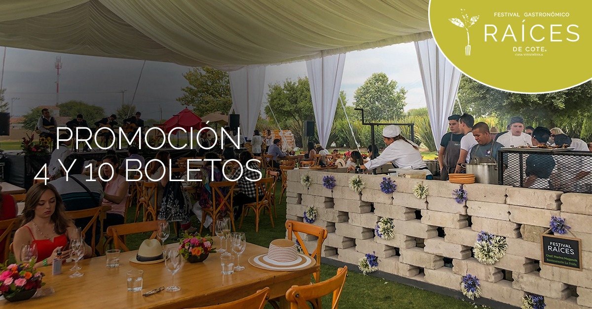 ¡DISFRUTA NUESTRO FESTIVAL GASTRONÓMICO RAÍCES EN GRUPO! 🍽

✨ PROMOCIONES:

✔️ EN LA COMPRA DE 4 BOLETOS: 1 botella de vino de nuestra línea Inédito como obsequio 🍷

✔️ EN LA COMPRA DE 10 BOLETOS: 3 botellas de vino de nuestra línea Atempo como obsequio 🍷🍷🍷