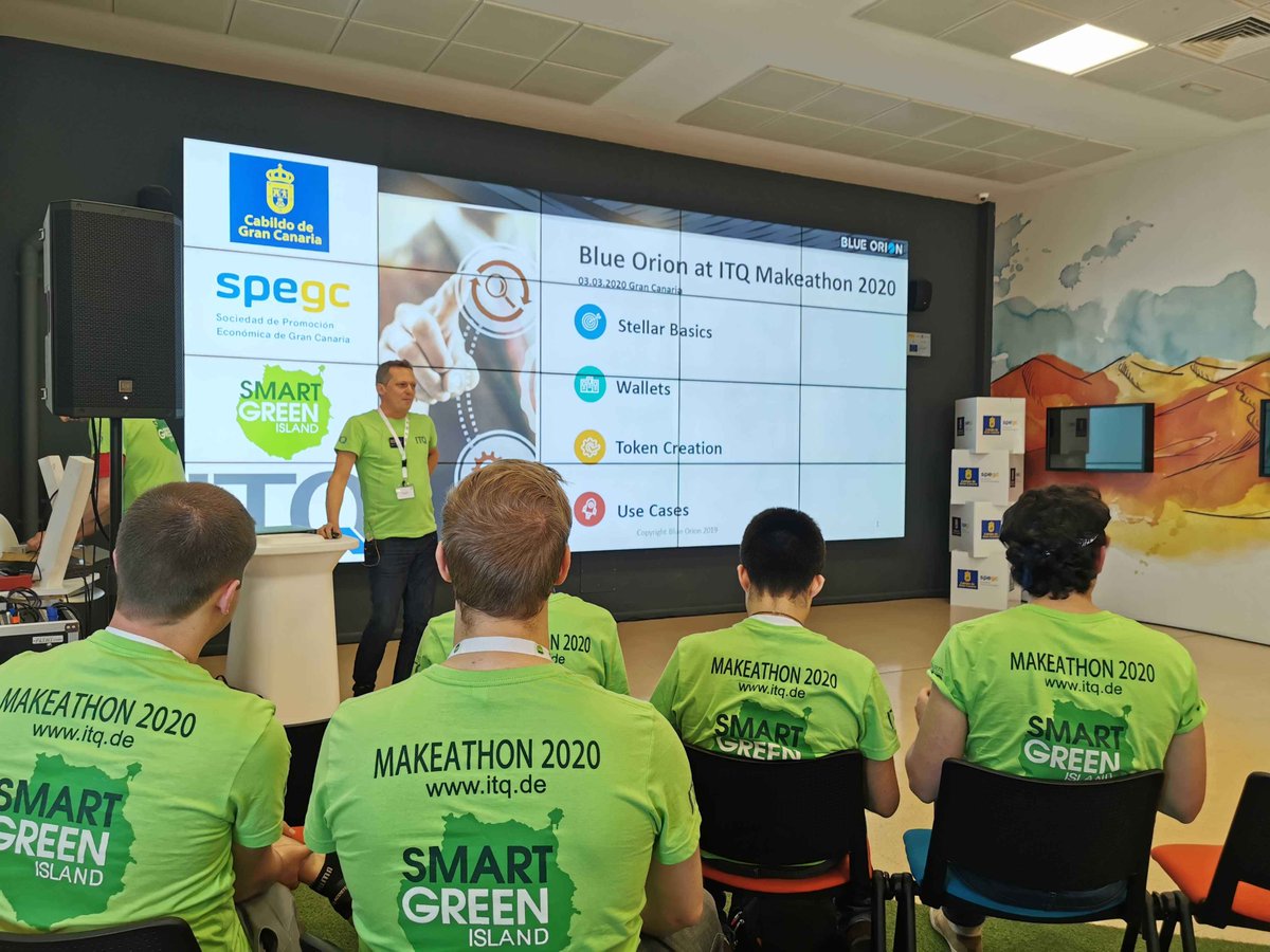 blueorioncc's tweet photo. Greeting from Gran Canaria Island, as part of the #makeathon2020 we held our workshop on blockchain solutions to students and professors. Looking on ecological and sustainable usecases.
@BlueOrioncc @itq_gmbh @Stellar #token #makeathon2020 #smartgreenisland https://t.co/dTCq9zIoy2