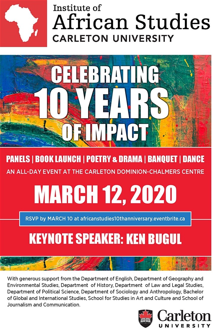 IASSACarleton's tweet photo. In exactly one week we will be celebrating the Institute of African Studies' 10th Anniversary at Dominion-Chalmers! The full day event will consist of dance, music, panel discussions, poetry, and our keynote speaker Ken Bugul! https://t.co/A1HzcqUR89