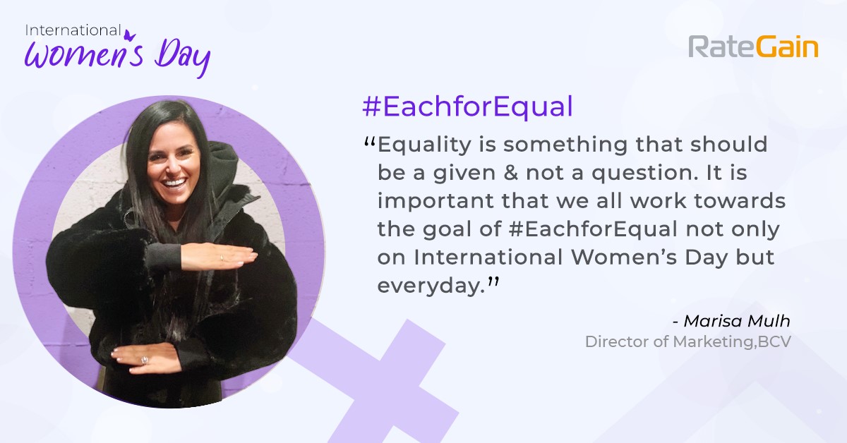 RateGain's tweet photo. Thank you Marisa Mulh, for helping #hotels enhance guest #lifetime experience via #socialmedia & making it all look so easy. #EachforEqual
#IWD2020 #eachforequal #LifeAtRateGain #WeSaluteYou #RateGain https://t.co/z4O8Y9BrkO