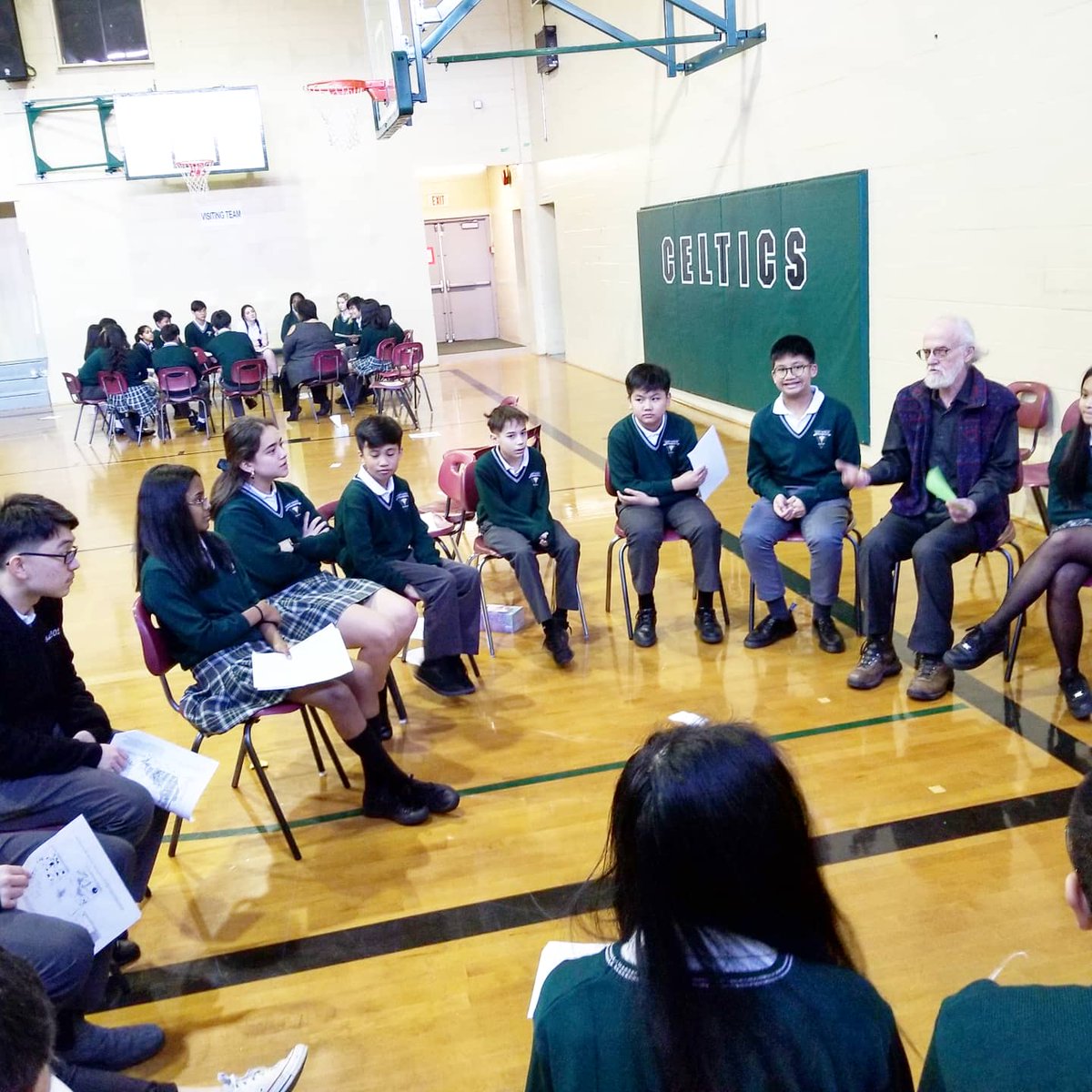 stpatsceltics's tweet photo. Kairos Blanket Exercises for Gr 8 and new students. Mrs. Anne Wicks with her sister Melaney and their team, educated our newest students on Canadian history as it pertains to The First Peoples. #stpatsceltics #stplearns #blanketexercises #musqueamnation
#CISVA https://t.co/DcOlCu38gV