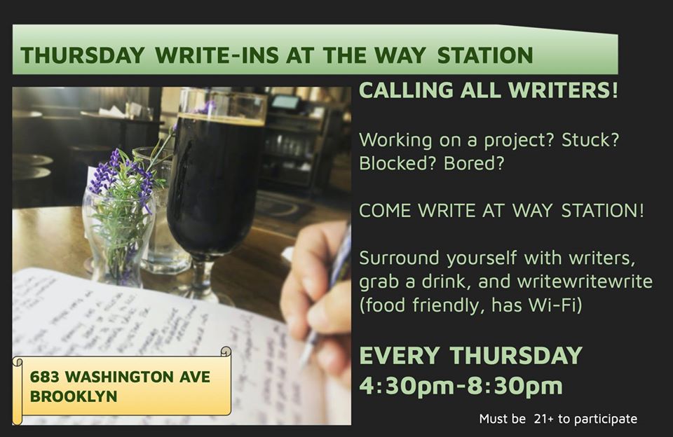 Come in and get your writing on!  Then stick around and sing some songs with karaoke!  Write In starts at 4:30pm and Karaoke starts at 9pm.  Happy Hour 4pm to 7pm.