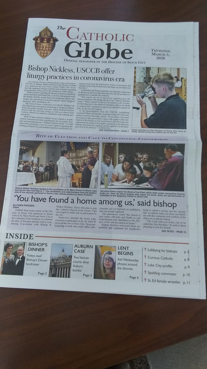 The latest edition of The Catholic Globe is here. If you miss receiving the newspaper sign up for a subscription at catholicglobe.org #nwiowacatholic #catholicglobe