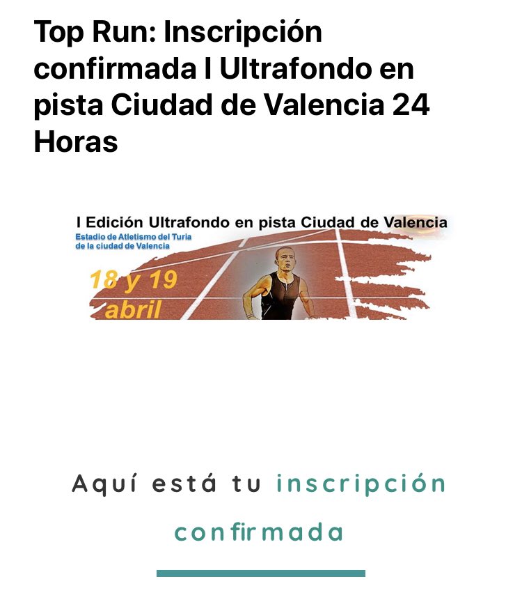 coachalbertogo's tweet photo. Pues ya está.
Ya estoy inscrito a las 24 horas individuales en pista de valencia.
#run #running #runners #24h @TopRunES @UltrafondoV @Ivanpenalba88 https://t.co/vm3TZY9wT8