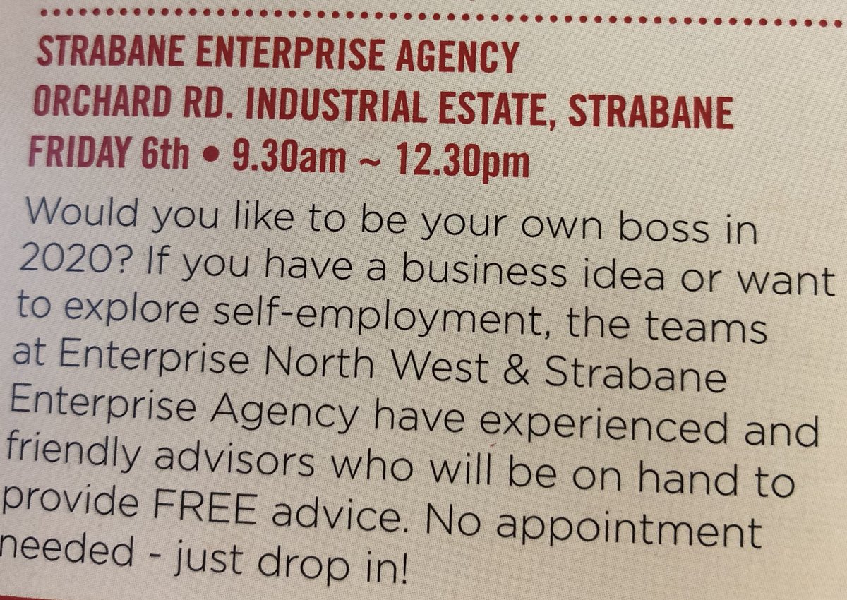 gosucceed_ni's tweet photo. TOMORROW Friday 6th March - Go for It Open Morning
9.30 - 12.30pm @SEAStrabane
No appointment necessary! Drop in to get impartial advice and support about your potential business idea. Find out what the FREE Go For It programme can do for you #goforitni #EW2020 https://t.co/U8ZpEPxAAl