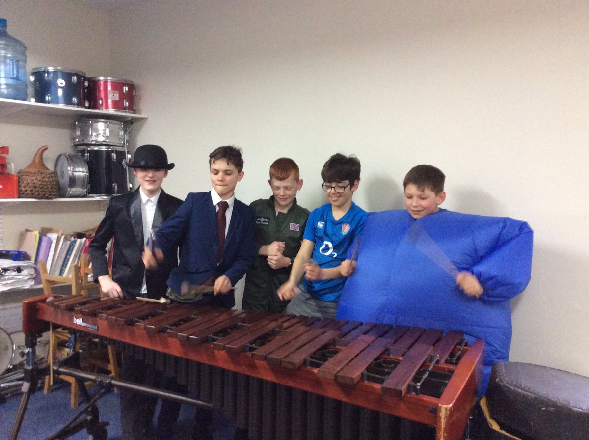 Percussion ensemble had great fun in their World Book Day costumes today!