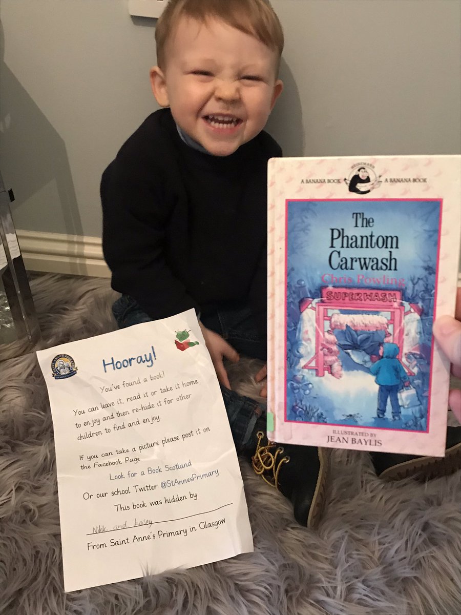 cookie3807x's tweet photo. We found this book hidden by @StAnnesPrimary in the Glasgow forge today. Aedan canβt wait to read it tonight and rehide it for someone else to enjoy #WorldBookDay2020 #lookforabookscotland πβ€οΈ https://t.co/gQ8MZ2hhUa