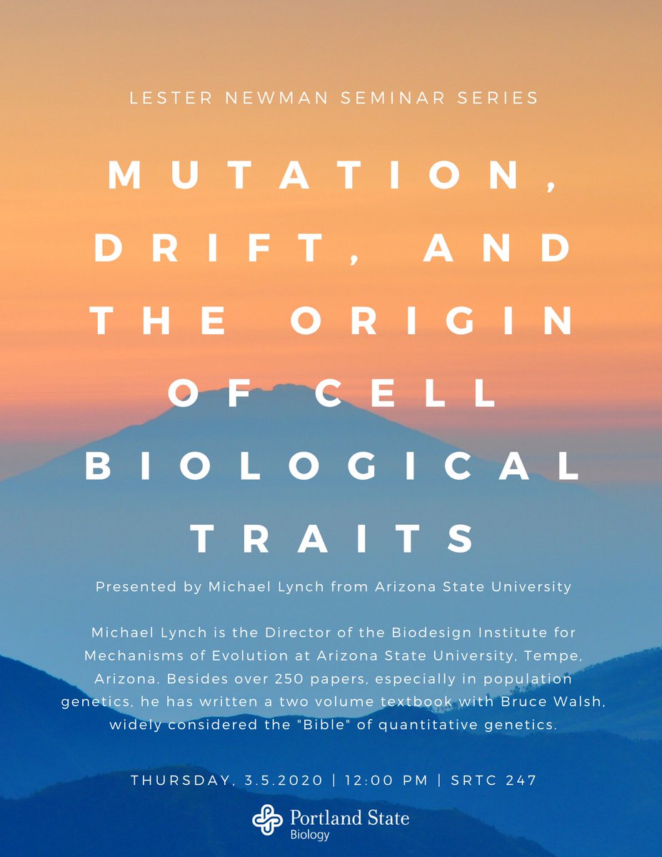 PSU Biology (@psu_biology) on Twitter photo Today! We are honored to be hosting Michael Lynch from <a href="/ASU/">Arizona State University</a> to present at our seminar. 12:00pm, light refreshments provided. Today! We are honored to be hosting Michael Lynch from <a href="/ASU/">Arizona State University</a> to present at our seminar. 12:00pm, light refreshments provided.