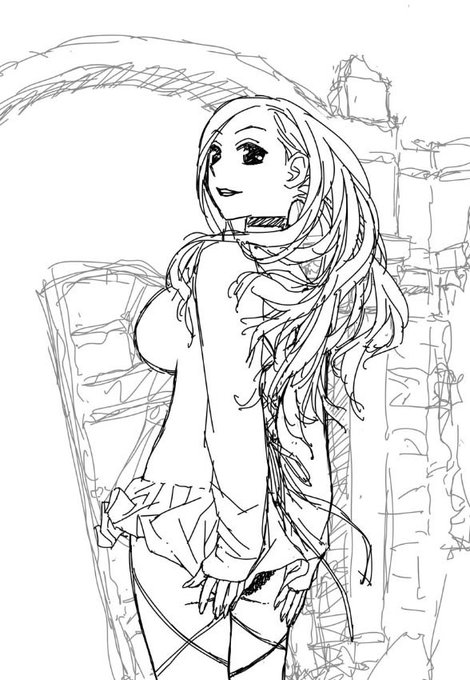 順に、下描き→ペン入れと色分け→彩色→仕上げて完成。
ん〜〜やっぱり未完成の方が良く見える気がする…_φ(T△T;) 