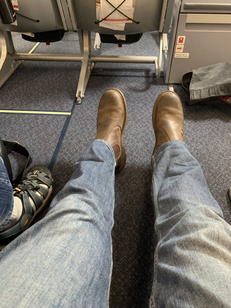 Flight Attendant: Being in the emergency exit row, are you able to remain calm in the middle of a complete disaster and chaos? 

Me: Well I’m a farmer, so yeah.