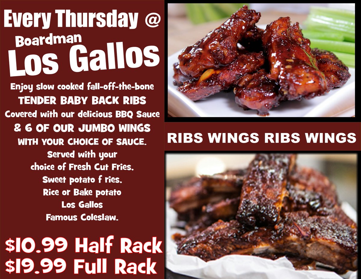 BBQ Thursday enjoy slow cooked fall-off-the -bone Baby Back Ribs and 6 jumbo wings with your choice of a side :  fresh cut fries , sweet potato fries, bake potato or rice.  Wash it down with $5 Long Islands or Tropical Long Islands.
See ya there.....