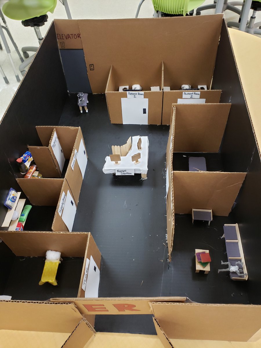 FRCCBioMed's tweet photo. The first ER presentation was a success! This team innovated the space and resources available with built in drawers accessible in two rooms. #futuremedicalprofessionals https://t.co/nOj7kuEsGf
