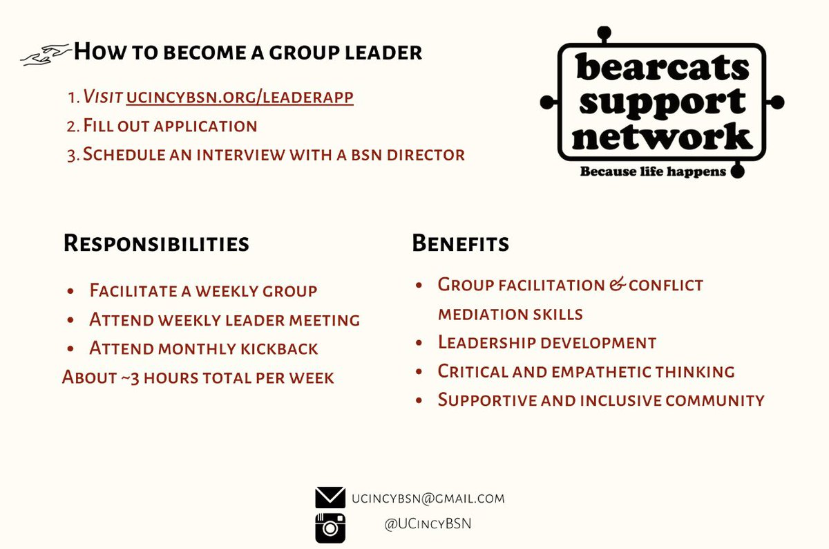 Our fall 2020 group leader application is LIVE!! Be a positive catalyst in the lives of others, and check out the link in our bio to apply ✨ #stigmafreeUC #ucincybsn <a href="/UC_CAPS/">UC CAPS</a> <a href="/UCExploratory/">Exploratory Studies</a> <a href="/UCStudentGov/">UC Student Government</a>