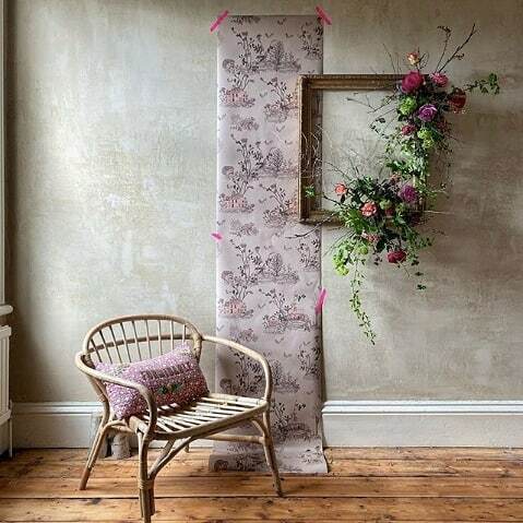 The warmth of Woodlands in Brown Pink makes it the perfect companion to a lovely piece of rattan furniture and a gorgeous floral arrangement. Dreamy vibes being created here by @deecampling and @thewildgirls_cots. We can't wait to see more 🌸⁠
.⁠
.⁠
.⁠
#flowersgivemepower…