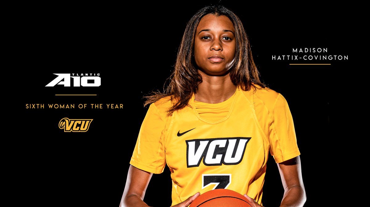 VCUWBB's tweet photo. Madison Hattix-Covington 👏
6️⃣| @A10WBB Sixth Woman of the Year
🏀| 8.1 ppg, 3.4 rpg
🌧| 38.3% from 3-point range
#LetsGoVCU #RunWithUs https://t.co/3guFFX91mE