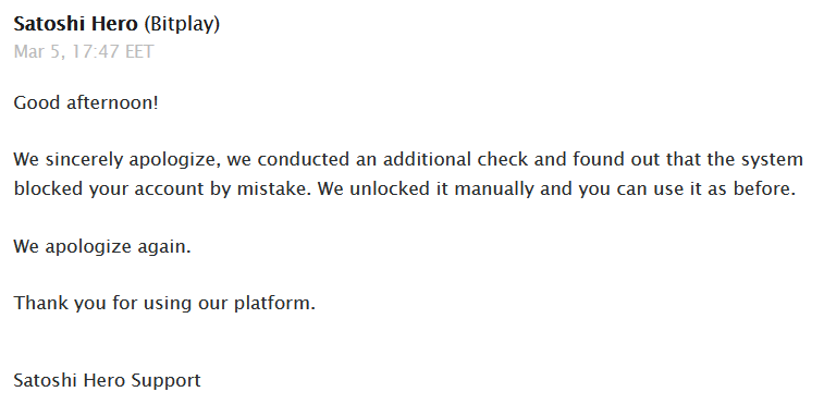OnlineMoneyRu's tweet photo. I was blocked by mistake. And was unlocked manually. #SatoshiHero #bitcoin #faucet https://t.co/2HiuweHLy6 https://t.co/eIHD3vU4ek