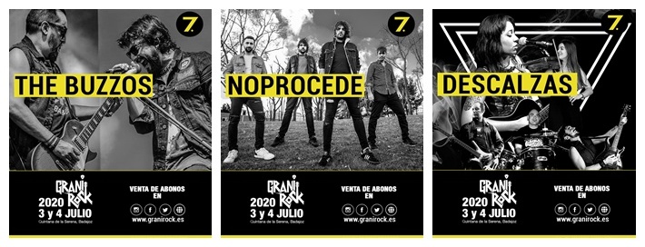 Primeros nombres del Grani Rock 2020. El festival @granirockfest se pone en marcha confirmando a @thebuzzos, @losNOPROCEDE y descalzas para la séptima edición que se celebrará durante el 3 y 4 de Julio en Quintana de la Serena (Badajoz).