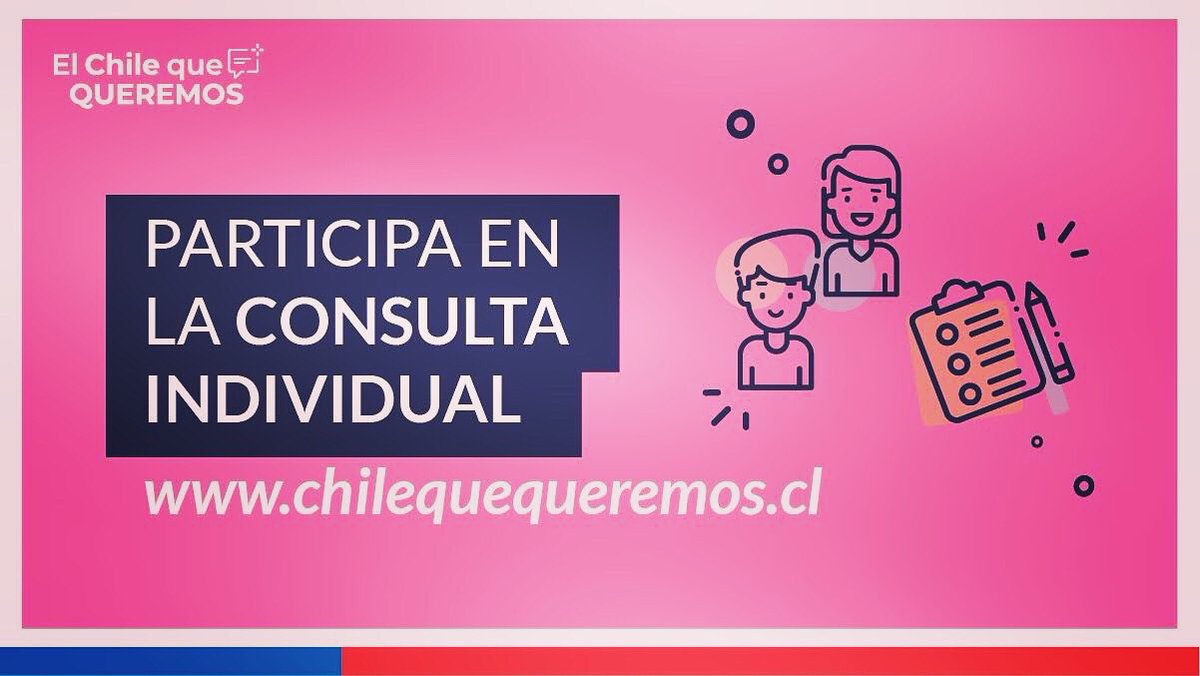 MDSLosLagos's tweet photo. ¡No te quedes fuera! Construyamos JUNTOS #ElChileQueQueremos 🇨🇱 Ingresa a https://t.co/zPhYByEhVN y se parte de este proceso abierto de escucha social contestando la #ConsultaIndividual 💬
Todos invitados a construir el país del futuro c/diálogo, acuerdos y un horizonte común 🙌🏻 https://t.co/ElnEO8R5Q1