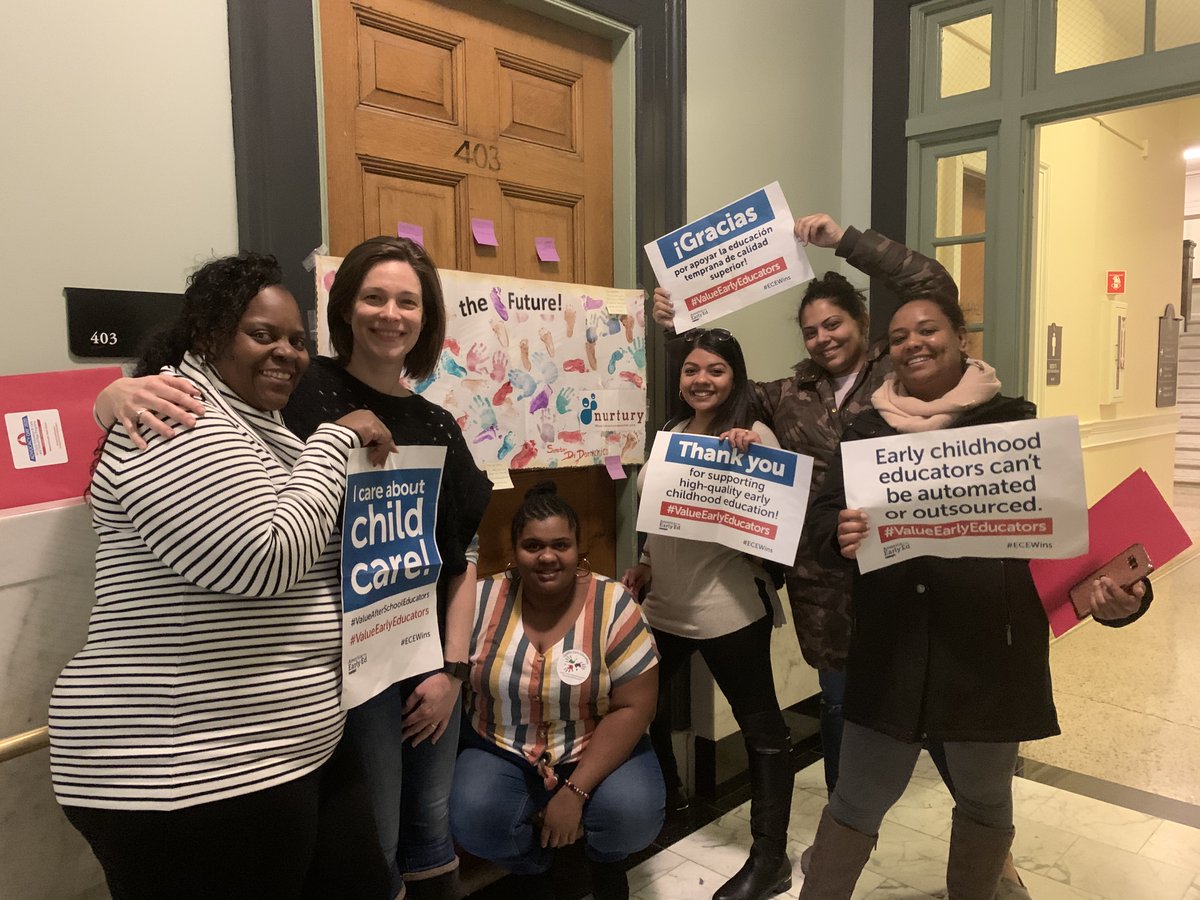 NurturyBoston's tweet photo. Nurtury educators and staff aren't the only ones advocating today! Suzyann Miller, the program director at Nurtury's Cambridge center, was joined by parents and staff at Senator Sal DiDomenico's office. #ValueEarlyEducation @SalDiDomenico https://t.co/KMvZcTT2Yn