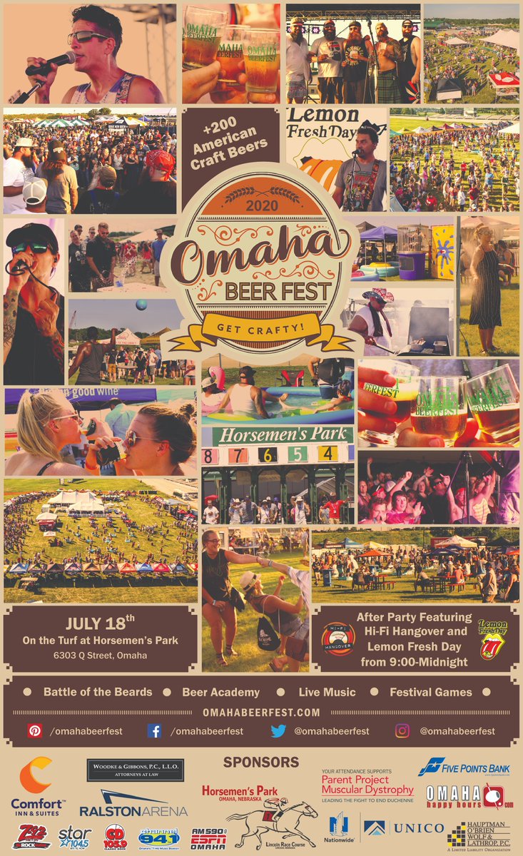 OmahaBeerFest's tweet photo. This is the poster for Omaha Beer Fest at Horsemen's Park 2020. It shows everything we will have to offer this year! Bands, games, beards, food, and most importantly BEER!
Tickets will be on sale APRIL 1ST! https://t.co/oN81eOS4bt