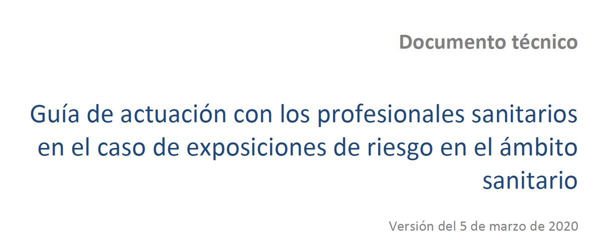 Recién publicada por <a href="/sanidadgob/">Ministerio de Sanidad</a>, Guía de actuación con los profesionales sanitarios en el caso de exposiciones de riesgo en el ámbito sanitario

#COVID19 #SARSCoV2 #Coronavirus

mscbs.gob.es/profesionales/…