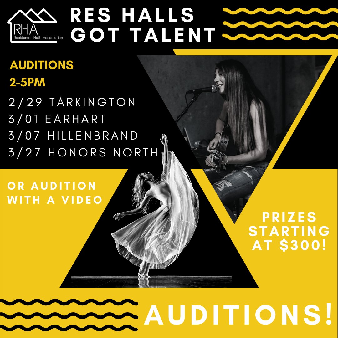 RHAPurdue's tweet photo. Great News everyone! We have finalized the prizes for Res Halls Got Talent! The first place act will receive $300, 2nd place will win $200, and 3rd place will get $100. For your chance to win come to one of our upcoming auditions or audition online here: https://t.co/DxV6gvRHd8 https://t.co/9rctCVjPZJ